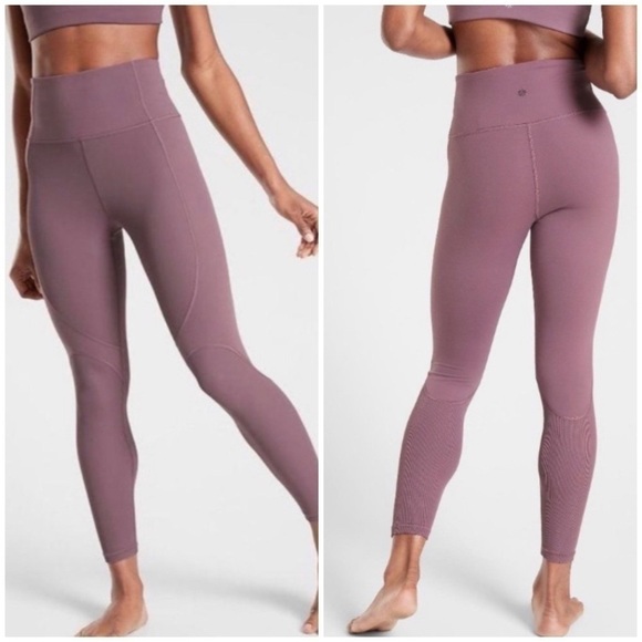 Athleta Purple Rise Up Ribbed Leggings 7/8 Tight in Powervita - Picture 1 of 9